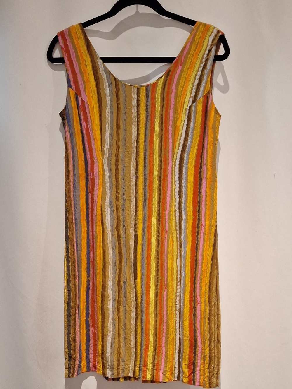 Vintage Jams World Ribbons  Striped Sleeveless Summer Dress Rainbow